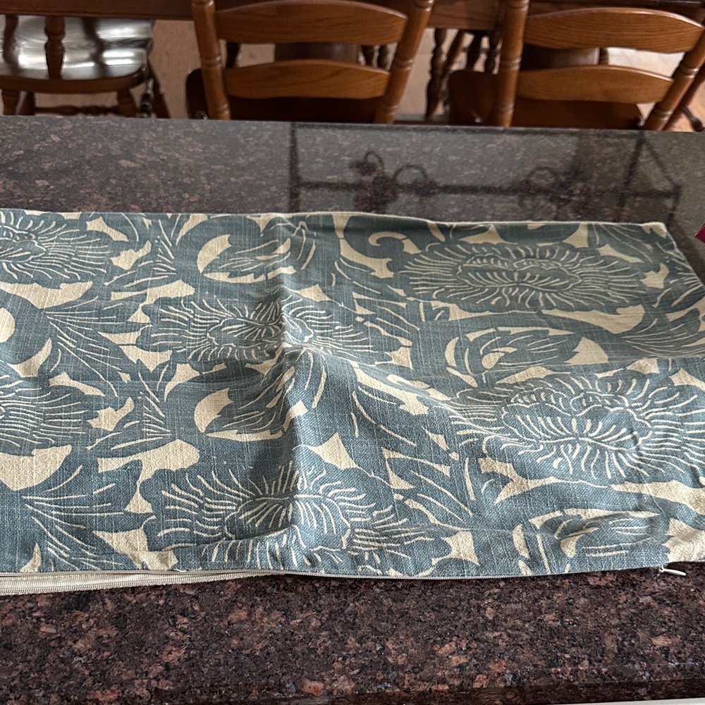 Pottery Barn Blue and Cream Floral Accent Pillow cover